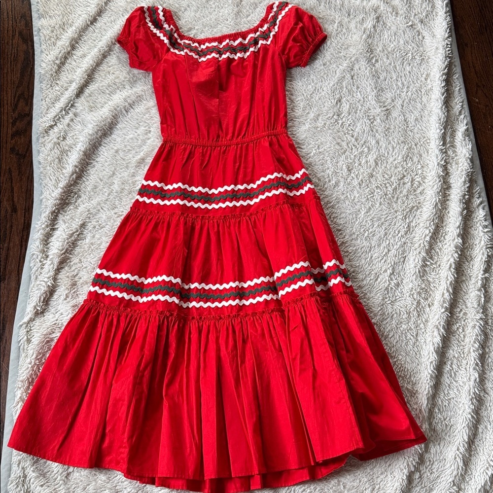 Tory Burch Red Tiered Peasant Dress Size XS - Picture 11 of 11